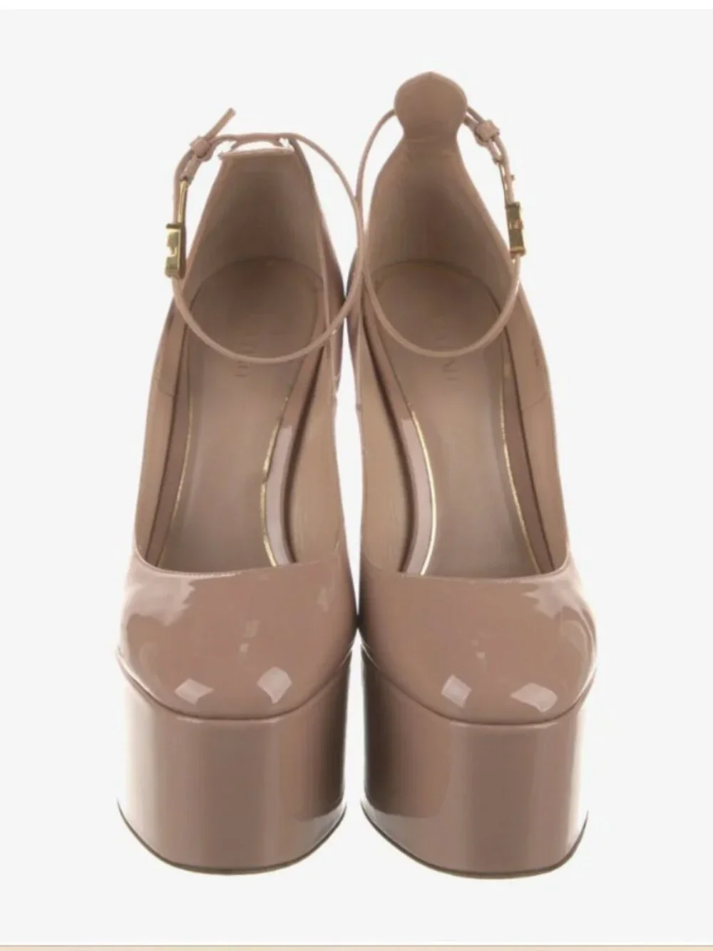 Valentino Tan-Go VLogo Platform Pumps Heels Nude 155 Patent Size 39.5 US 9.5